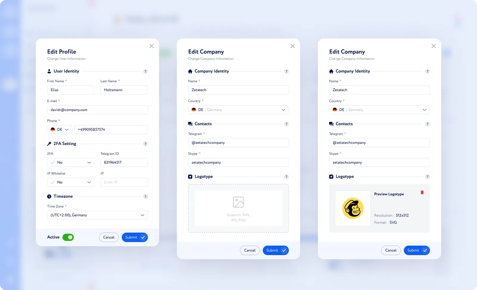 Edit User / Company